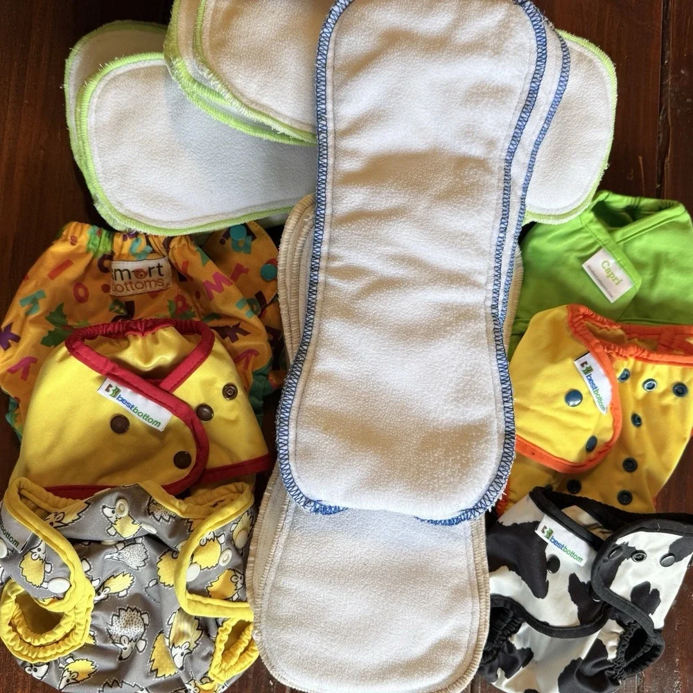 Smart Bottoms Best Bottoms Cloth Diaper Lot Covers S-L Buttons Inserts + Extras